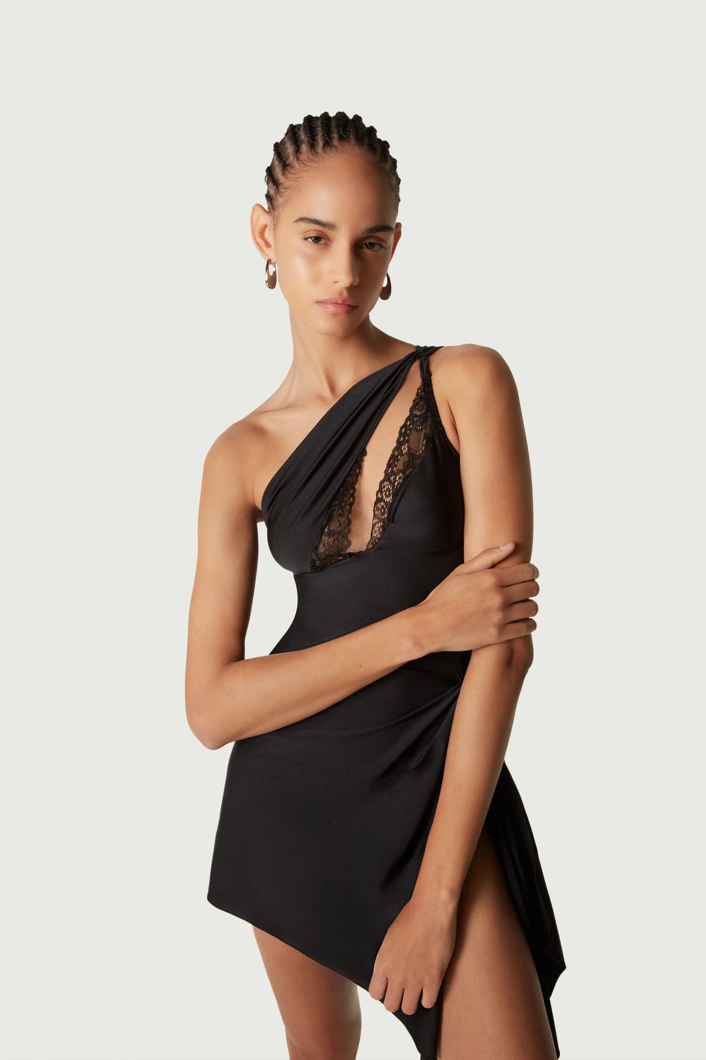 Asymmetric Mini Dress - Black