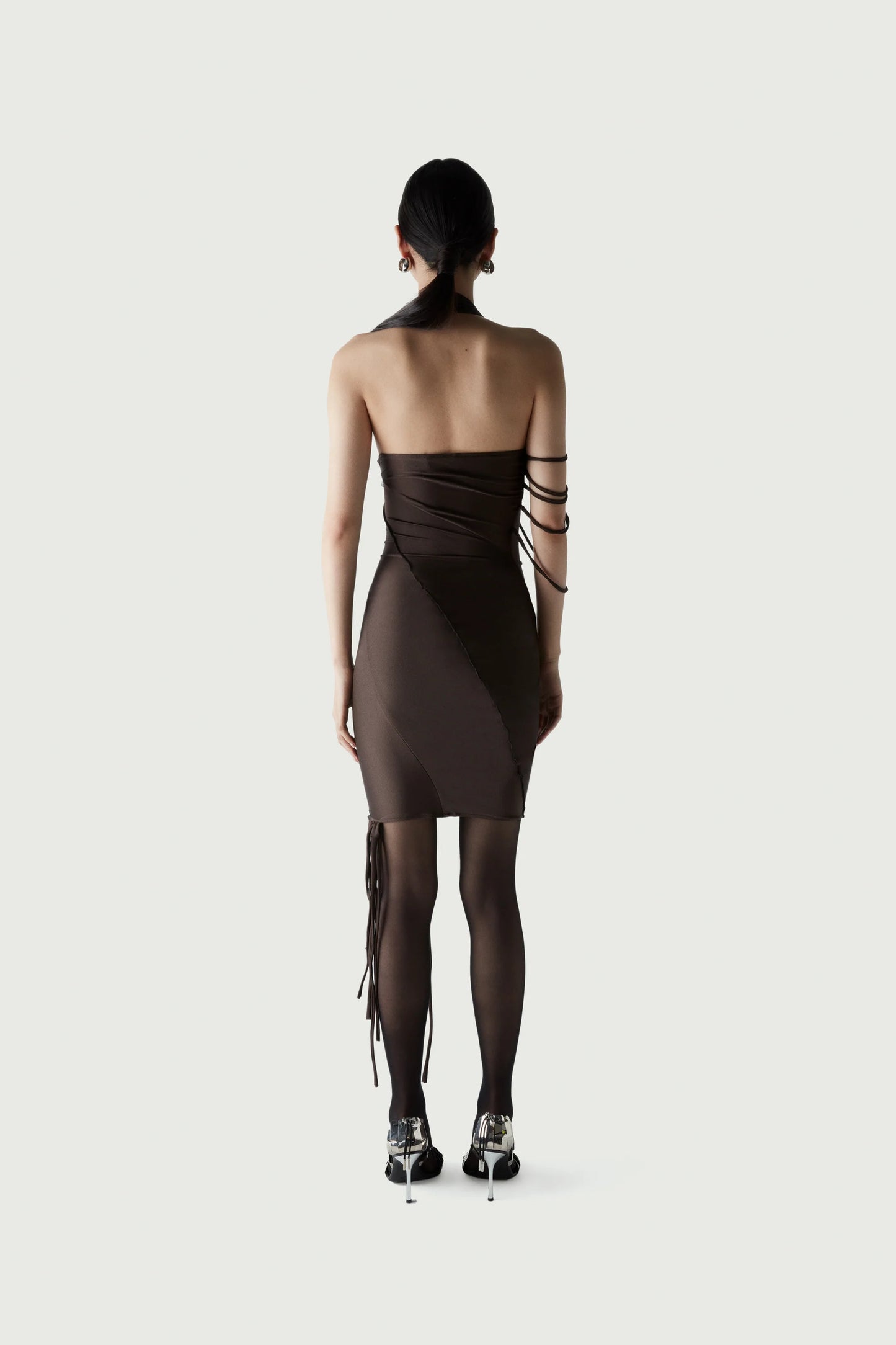 Asymmetric Multi Strap Dress - Brown