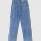 D Denim Wide Trousers Stone Wash Denim