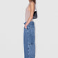 D Denim Wide Trousers Stone Wash Denim