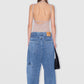 D Denim Wide Trousers Stone Wash Denim