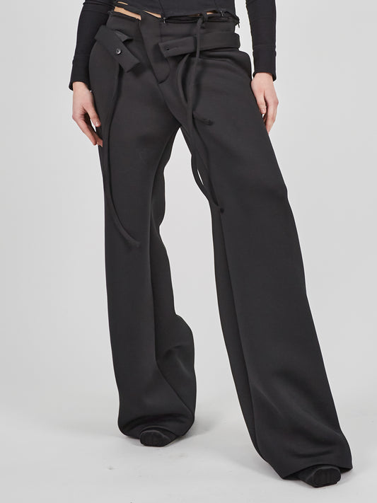 Double Waistband Suit Trousers - Black