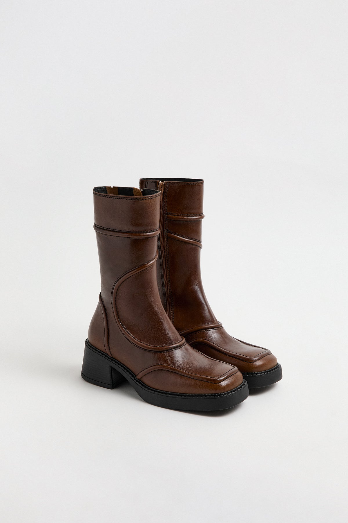 Malene Brown and Black Ankle Boots