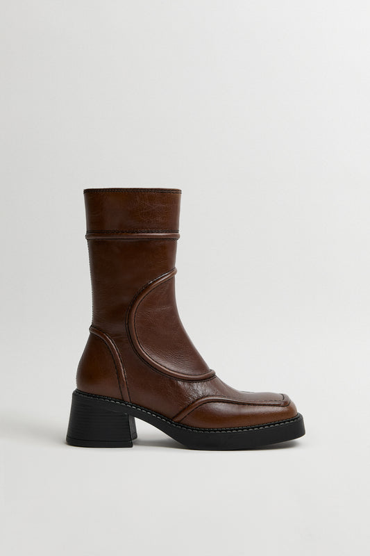 Malene Brown and Black Ankle Boots