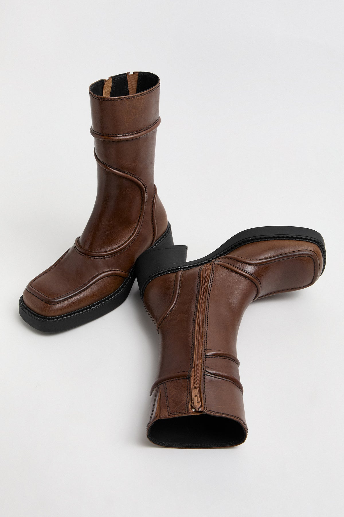 Malene Brown and Black Ankle Boots