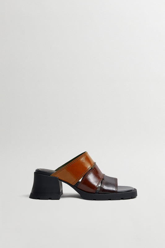 Jadzia Brown Patchwork Sandals