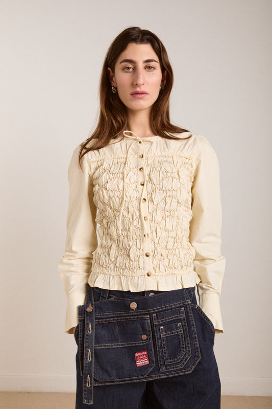 Elliana Smocked Cardi - Butter