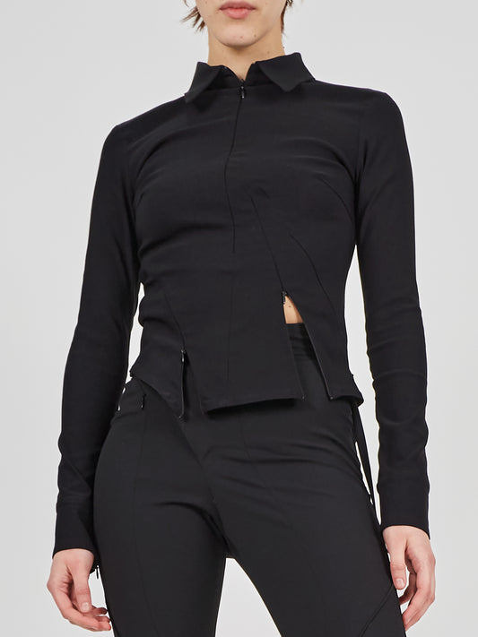 Fitted Zip Shirt - Black