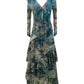 The Frill maxi dress in Dark forest
