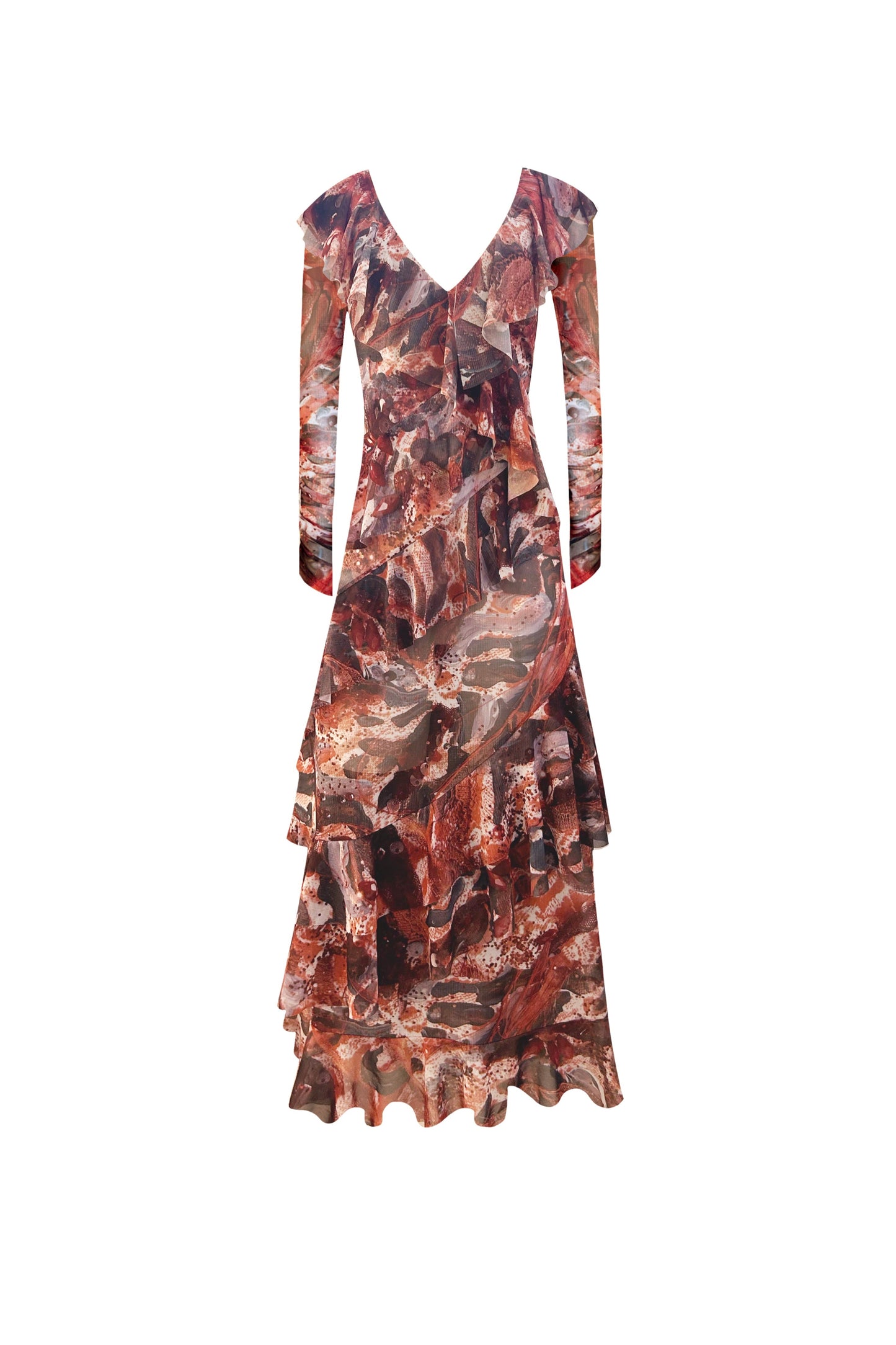 The Frill maxi dress in Painted Lace