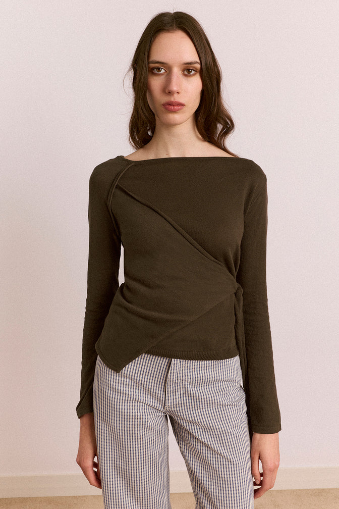 Hannie Sheer Tie Jumper Khaki