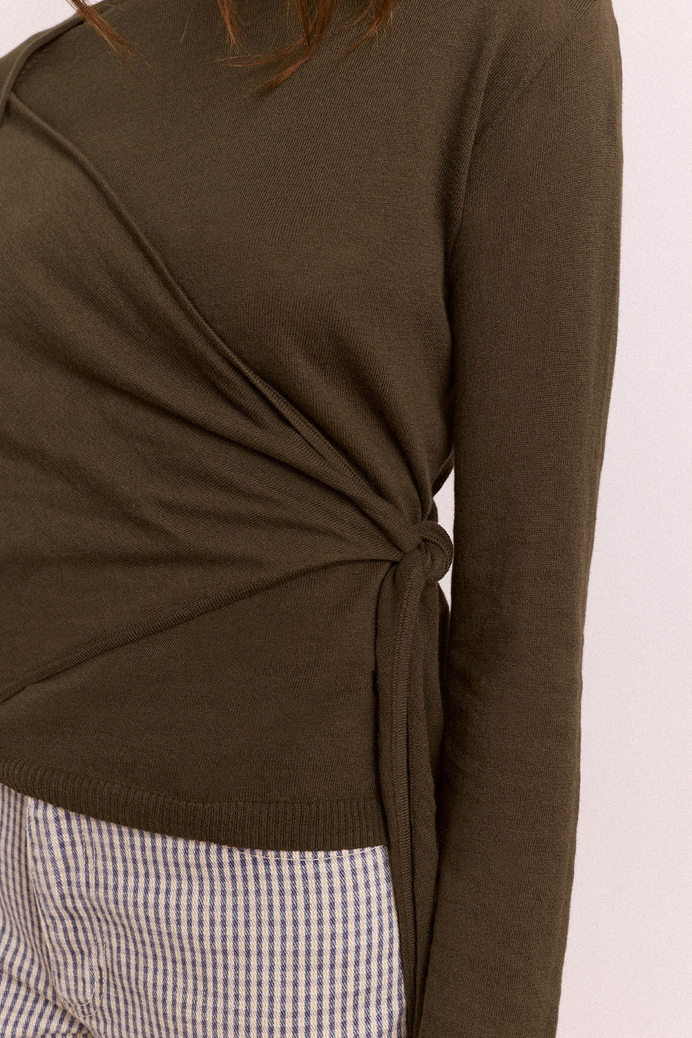 Hannie Sheer Tie Jumper Khaki