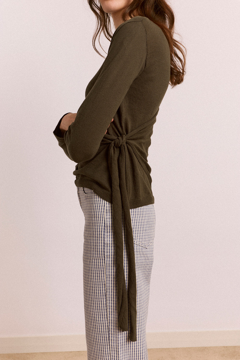 Hannie Sheer Tie Jumper Khaki