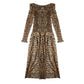 Harper Shirred Midi Dress Leopard