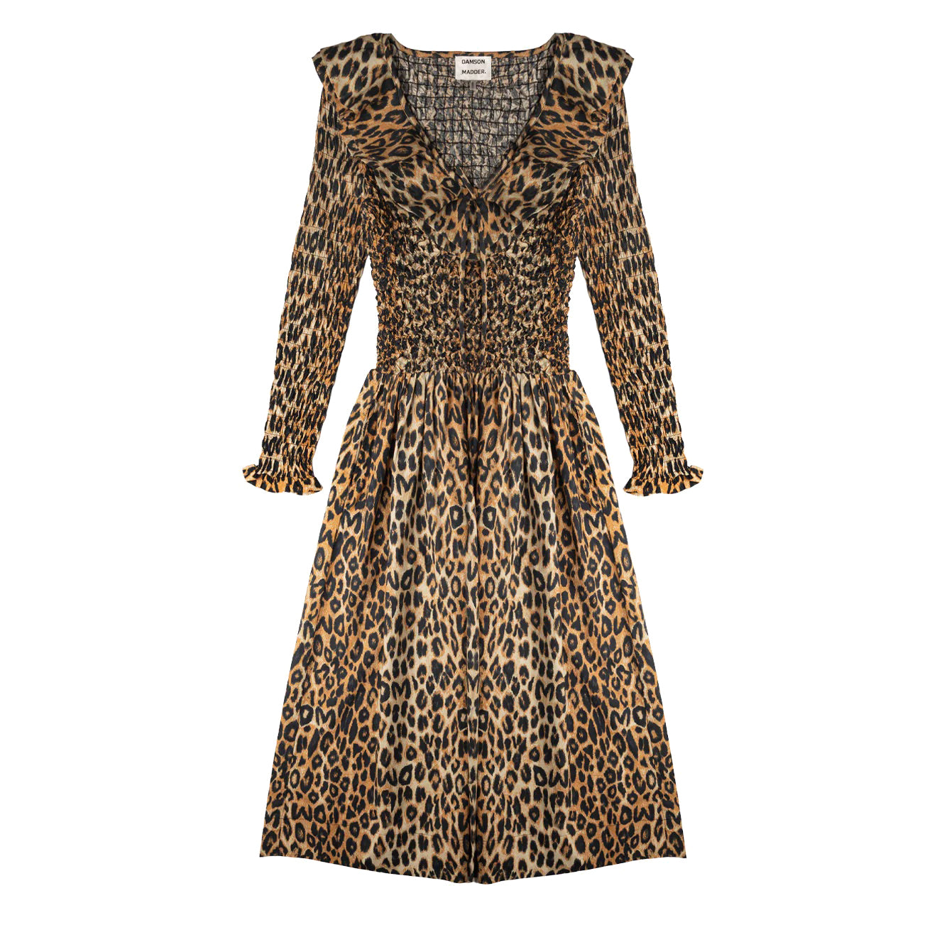 Harper Shirred Midi Dress Leopard