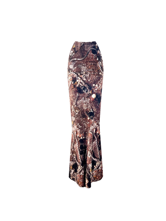 The Twisted Maxi Skirt in Bronze Lace