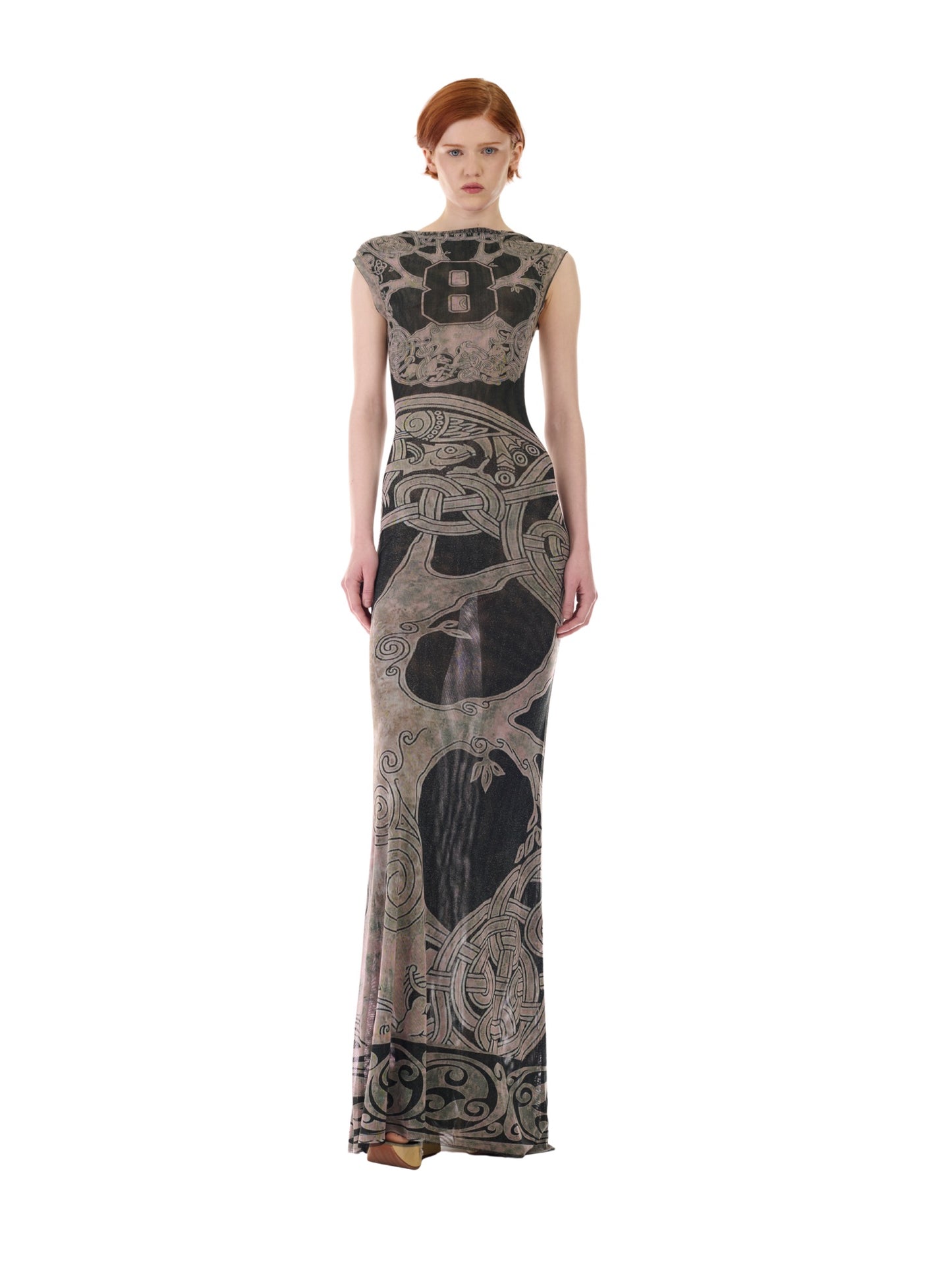 Mesh Maxi Gown Black