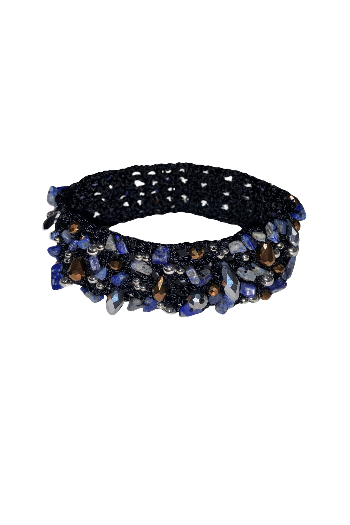 The Crochet Pearl Chocker in Blue