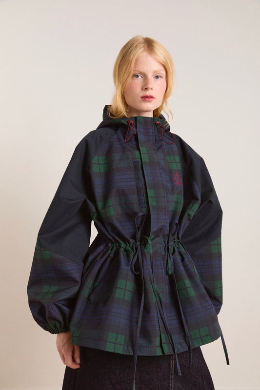 Liu Raincoat Navy Check