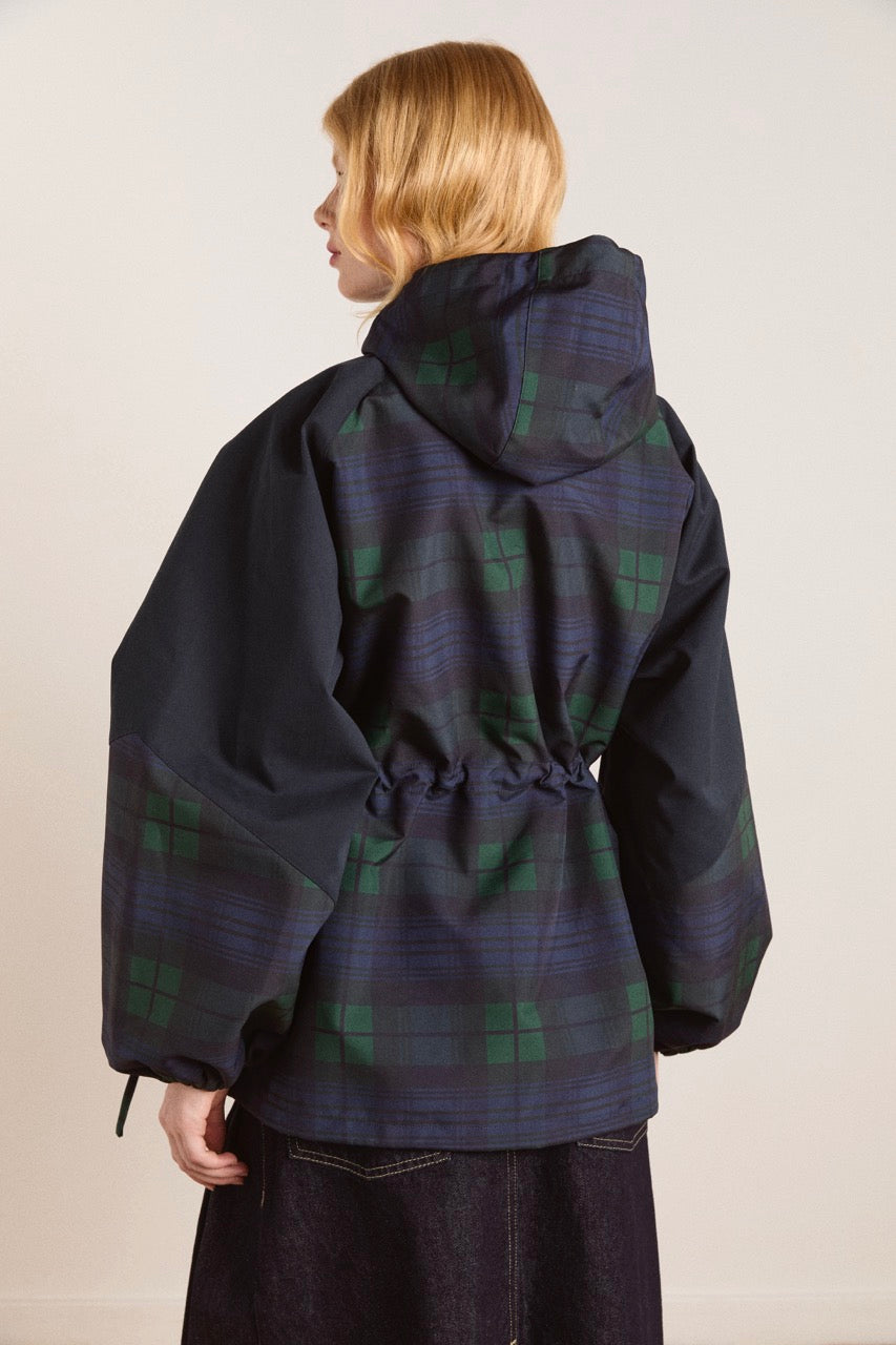 Liu Raincoat Navy Check