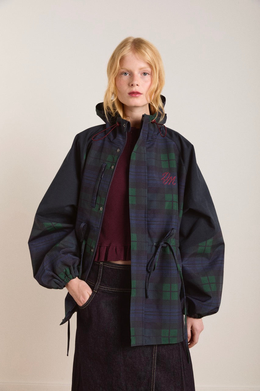 Liu Raincoat Navy Check