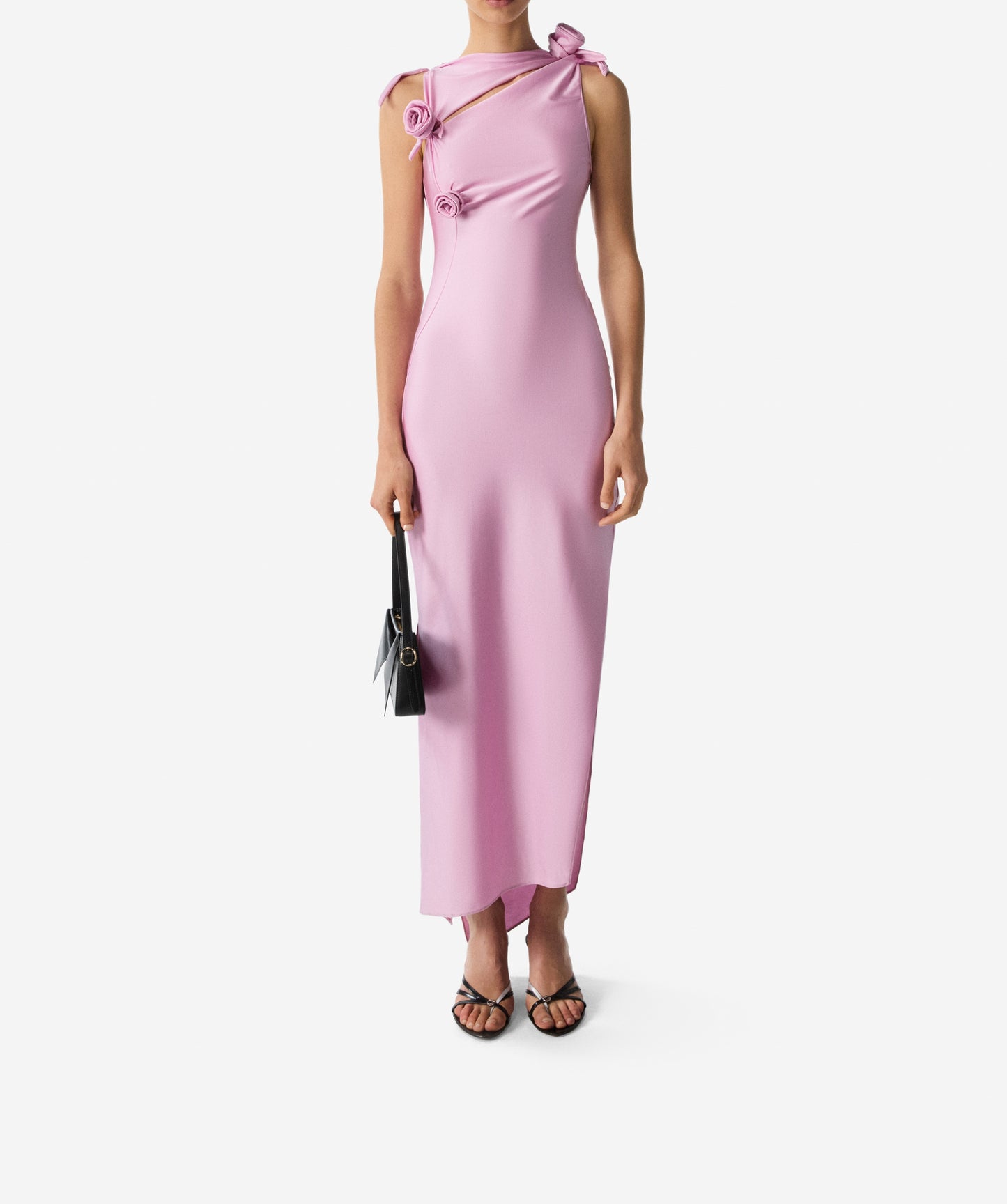 Asymmetric Flower Gown Pink