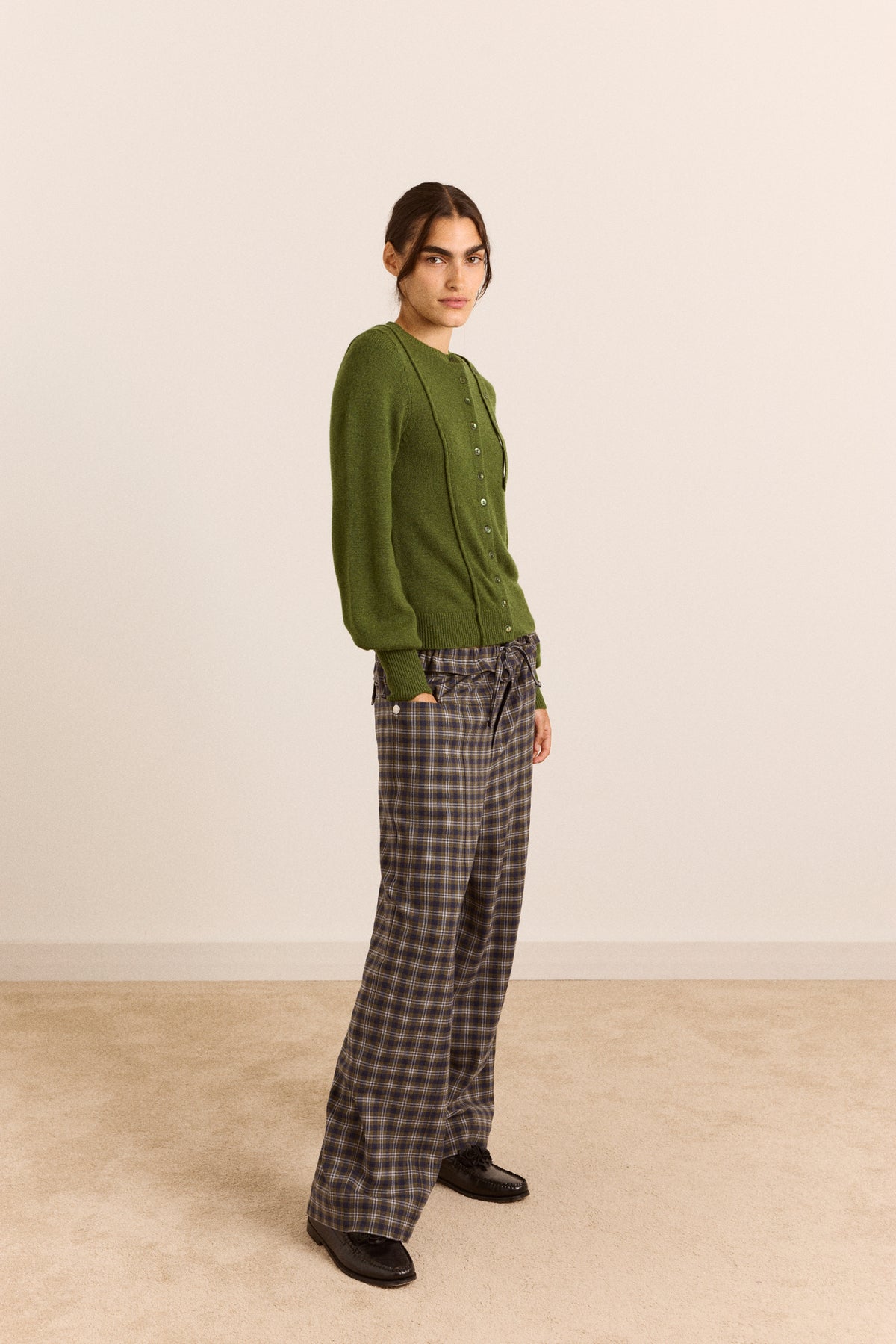 Marla Wool Cashmere Blend Cardigan - Green