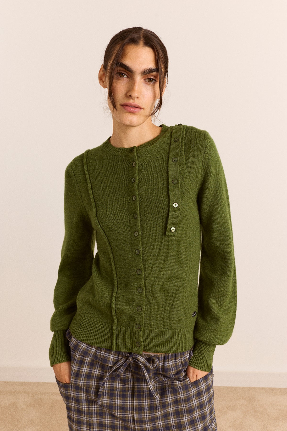 Marla Wool Cashmere Blend Cardigan - Green