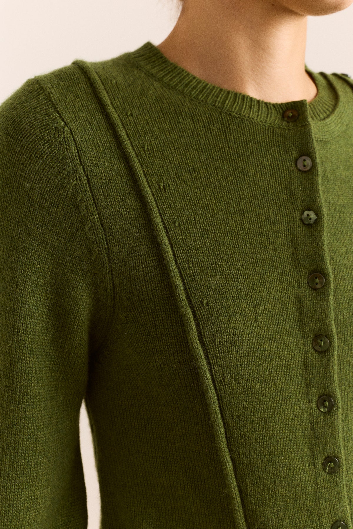 Marla Wool Cashmere Blend Cardigan - Green