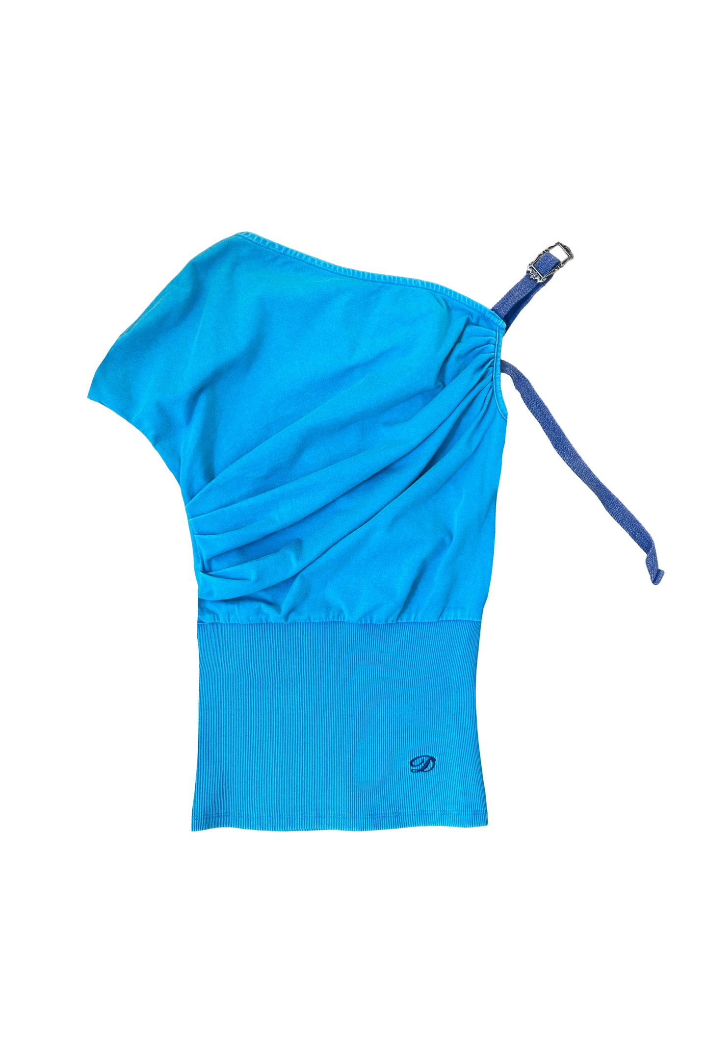 One Shoulder Jersey Top Blue