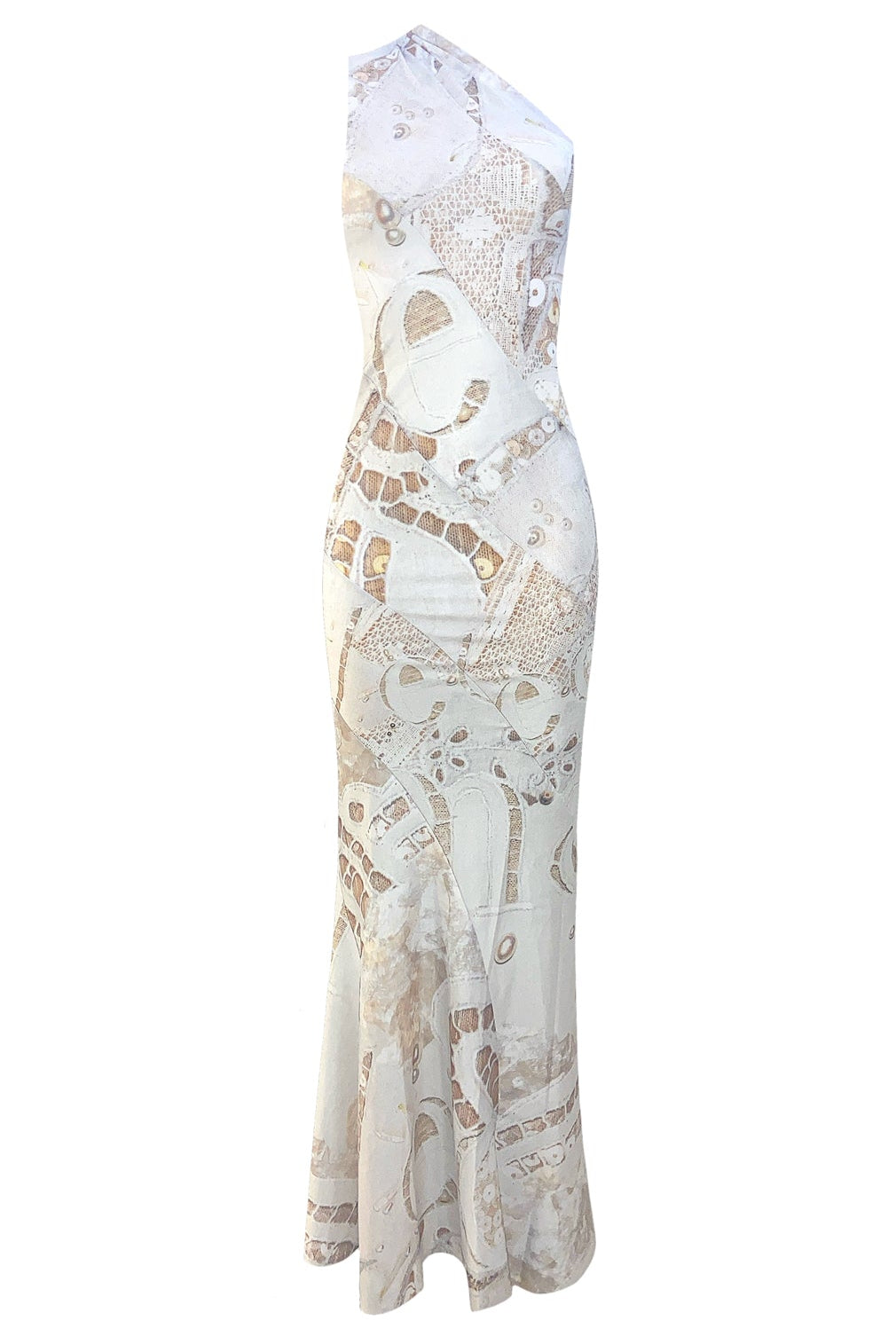 One Shoulder Maxi Dress in Pearl Lace