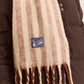 Brushed Fluffy Scarf - Chocolate & Ecru Stripe