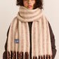 Brushed Fluffy Scarf - Chocolate & Ecru Stripe
