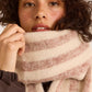 Brushed Fluffy Scarf - Chocolate & Ecru Stripe