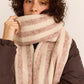 Brushed Fluffy Scarf - Chocolate & Ecru Stripe