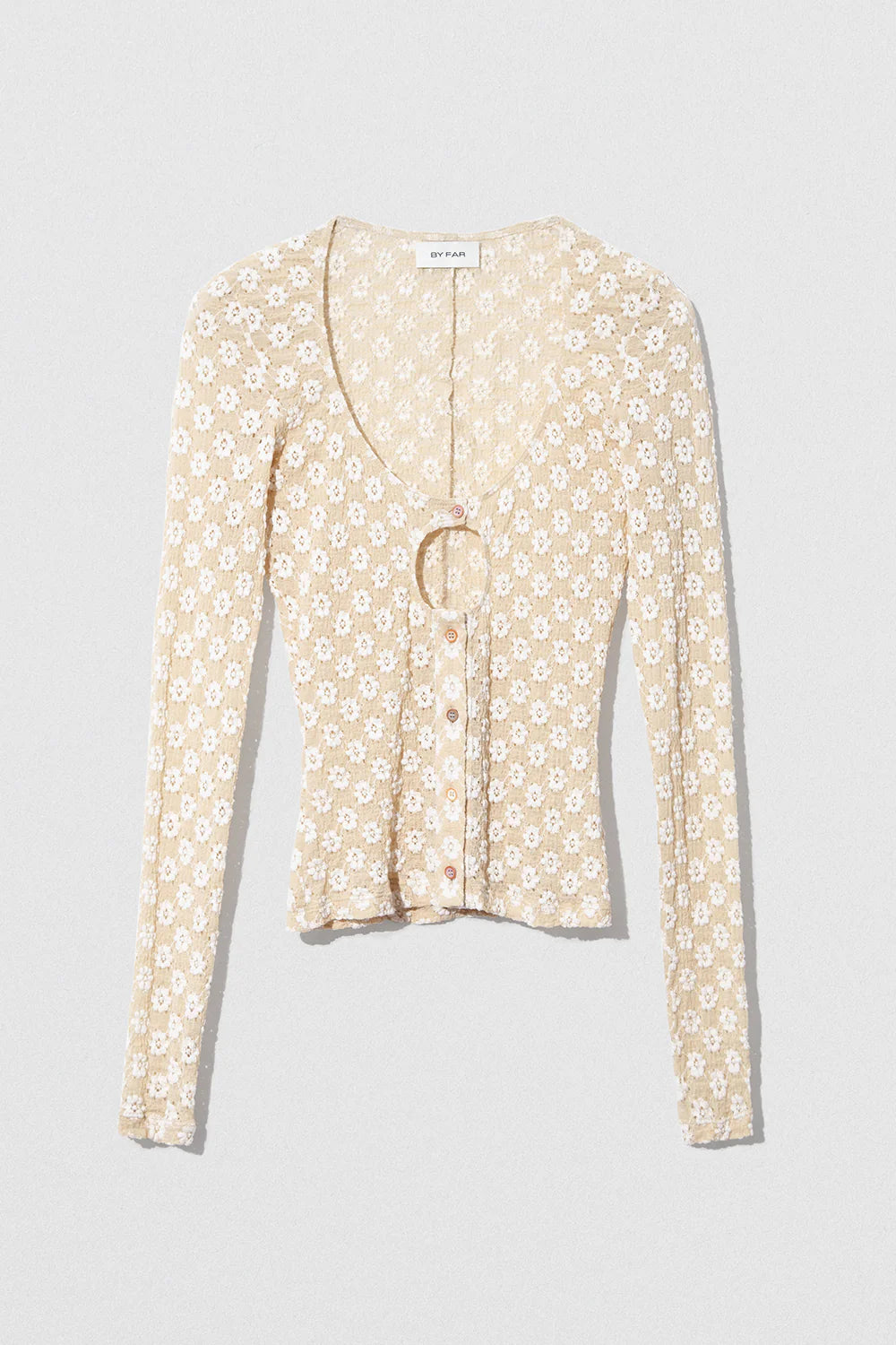 Rubi Cardigan Beige Floral Lace