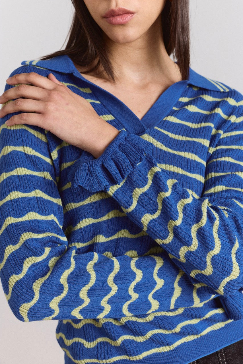 Silvia Polo Jumper - Blue/Mint