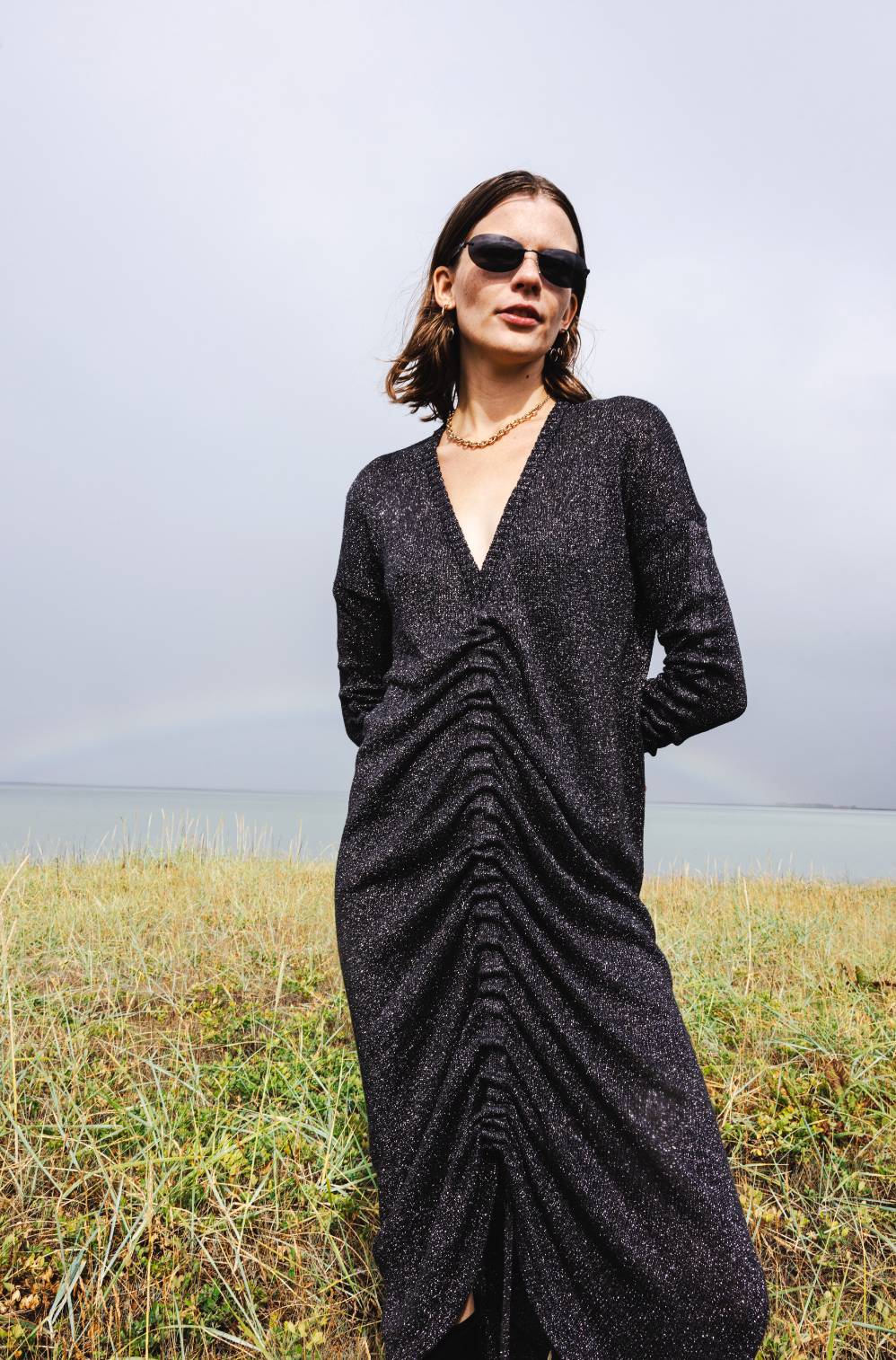 The Knitted Party Dress in Metallic Black Hildur Yeoman