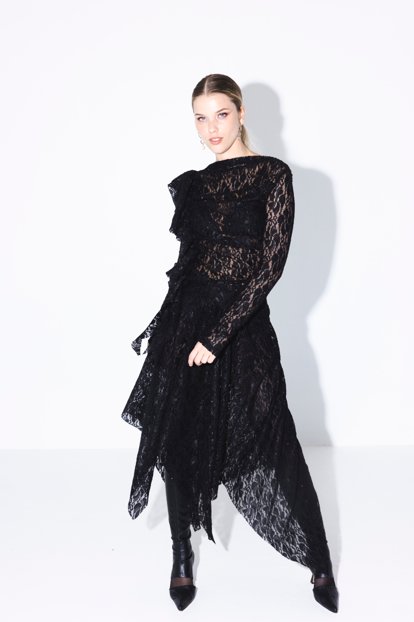 The Frill Top in Black Lace