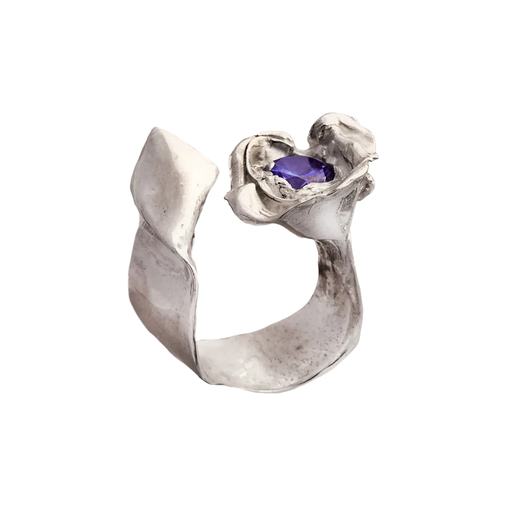 Cobra Ring Silver Blue
