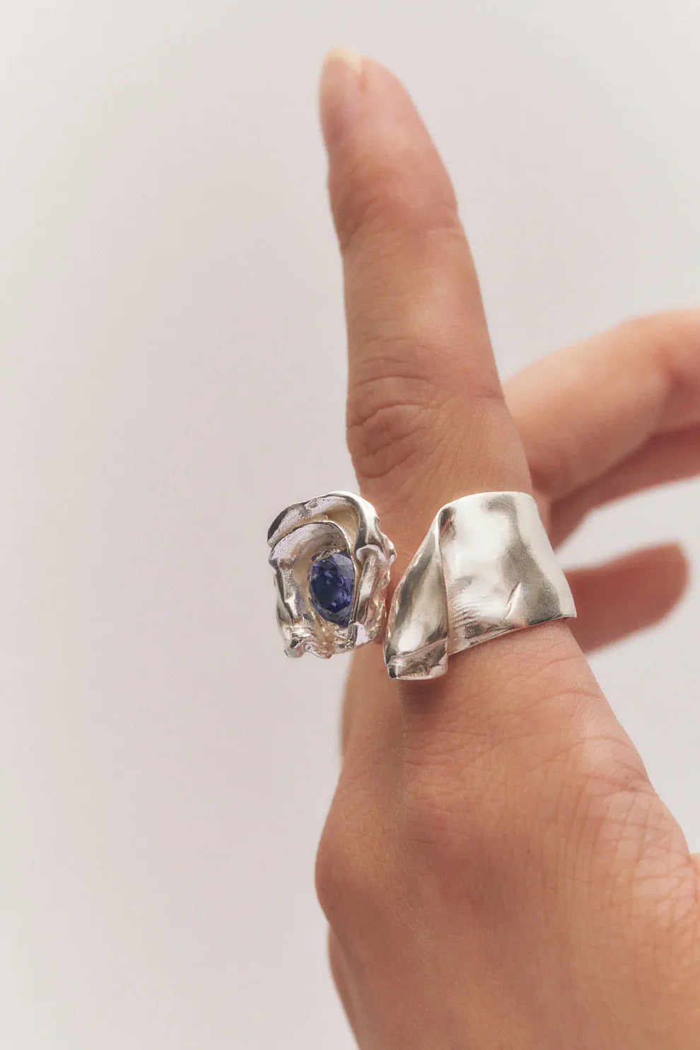 Cobra Ring Silver Blue