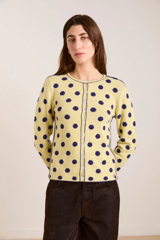 Tabitha Merino Reversible Cardigan - Navy/Butter