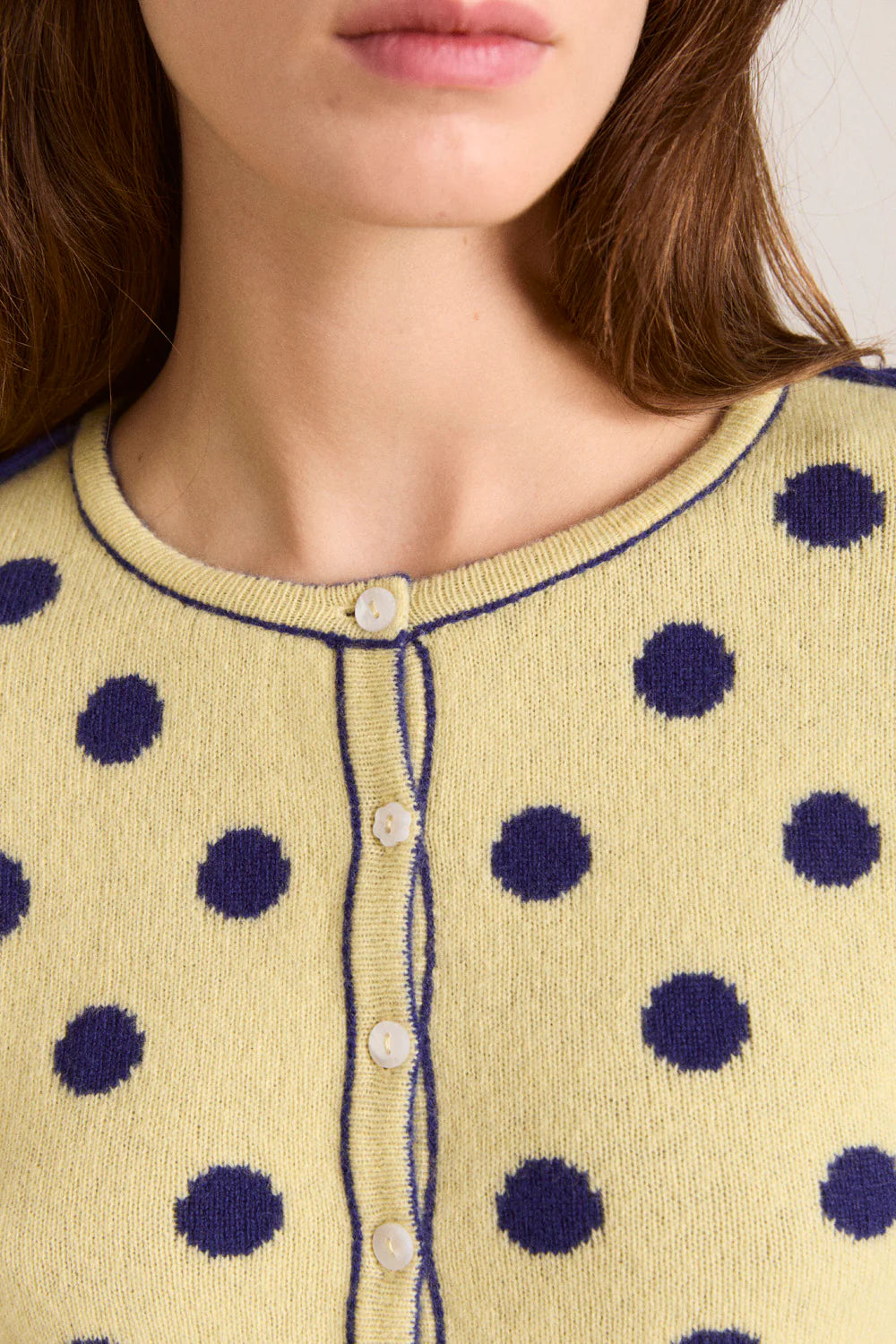 Tabitha Merino Reversible Cardigan - Navy/Butter