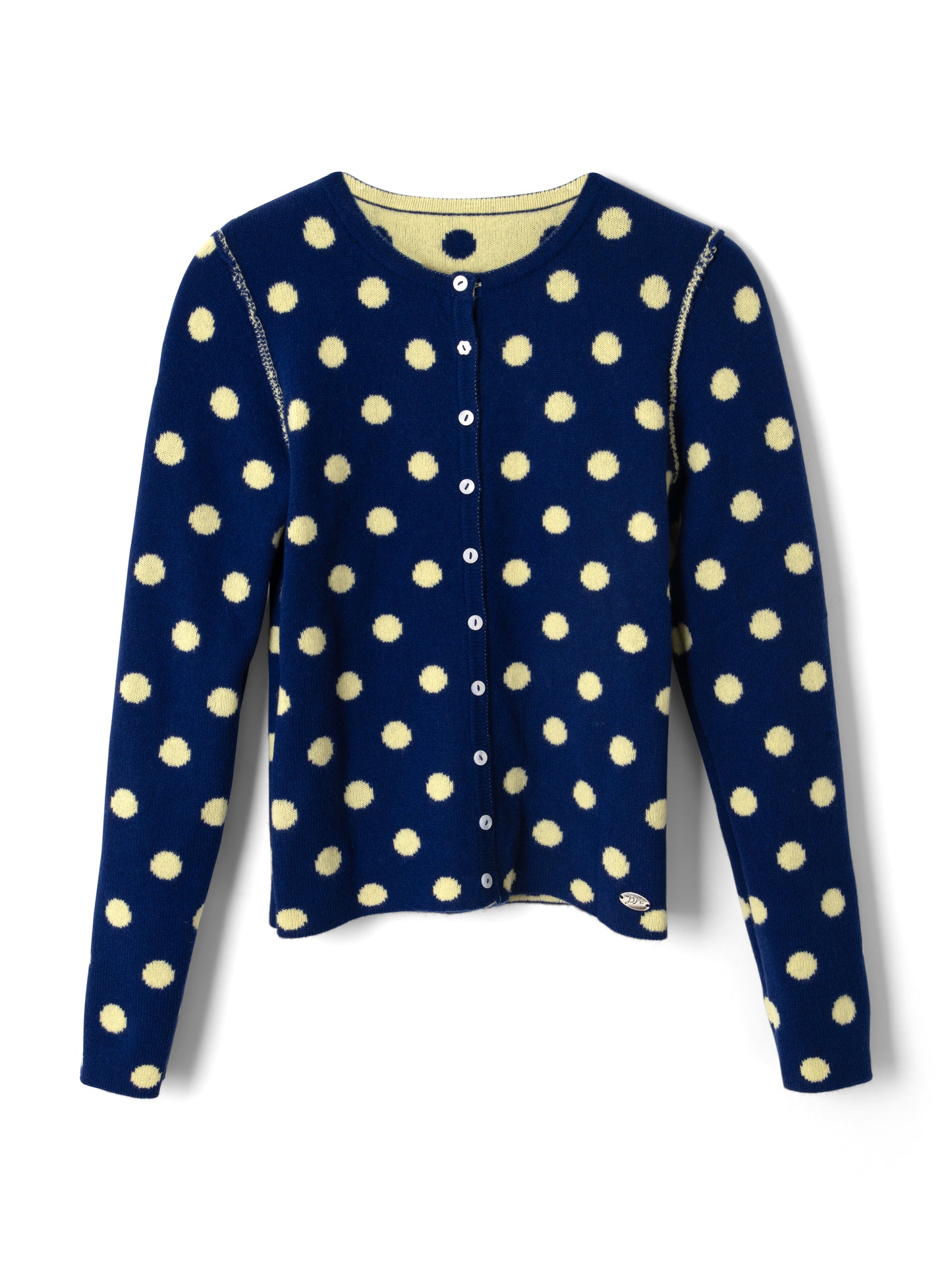 Tabitha Merino Reversible Cardigan - Navy/Butter