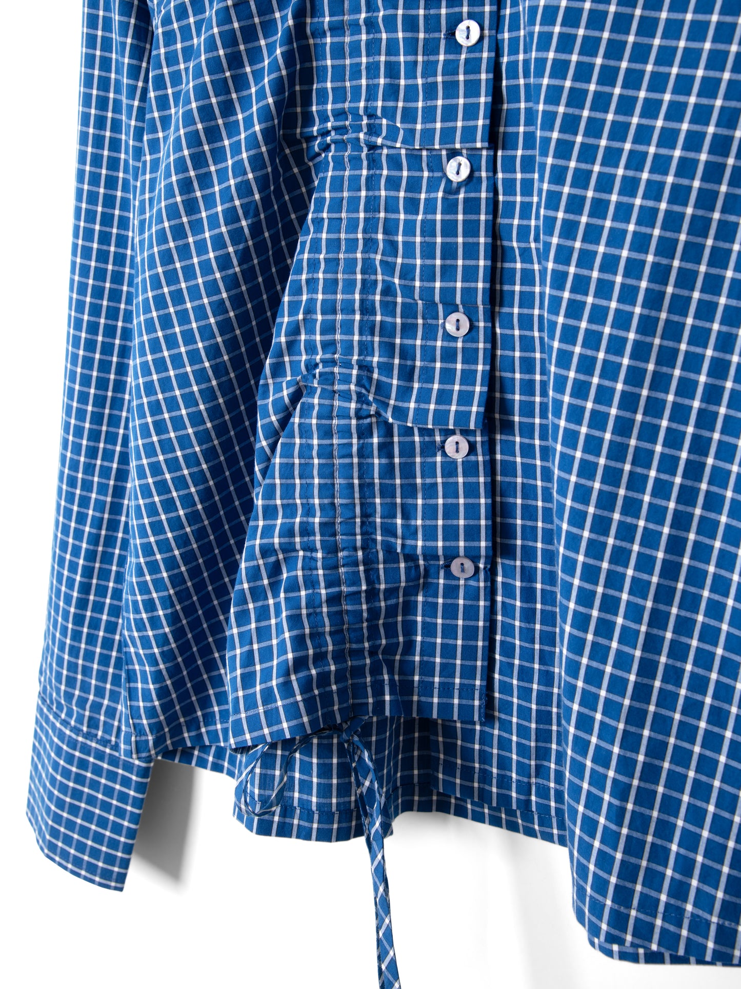Talia Ruched Shirt - Blue Check