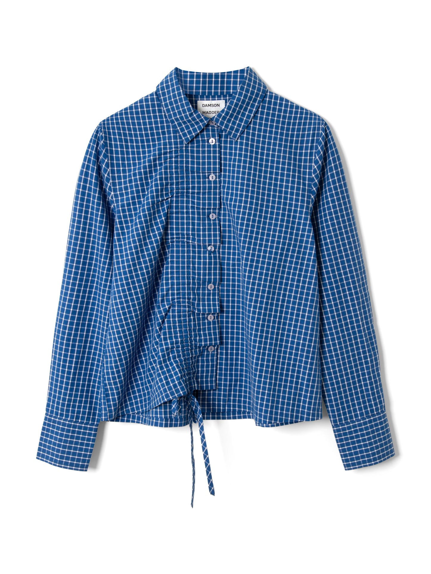 Talia Ruched Shirt - Blue Check
