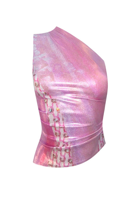 The One Shoulder Top in Pink Flamingo