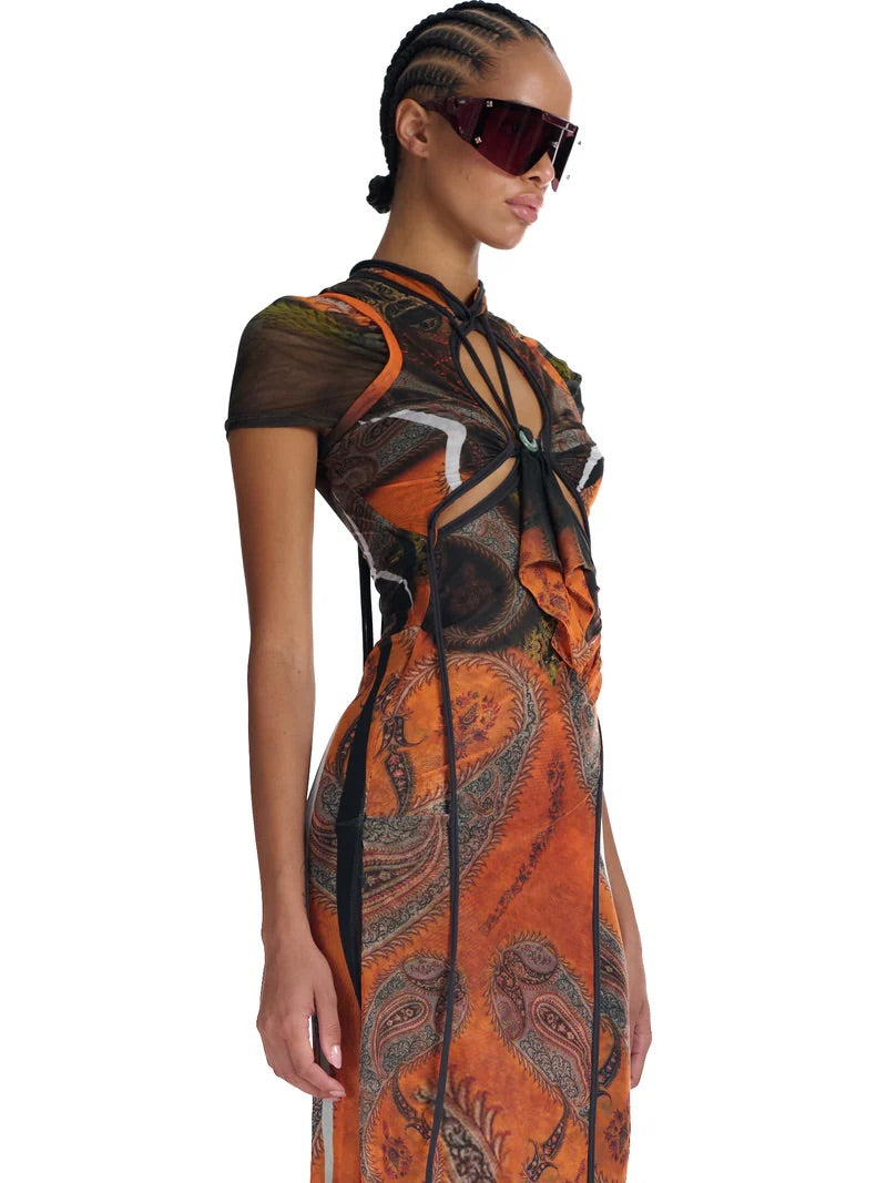 Mesh Dragonfly Gown Orange
