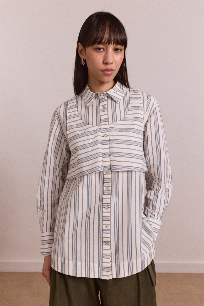 Valeria Double Layer Shirt Caraway Stripe