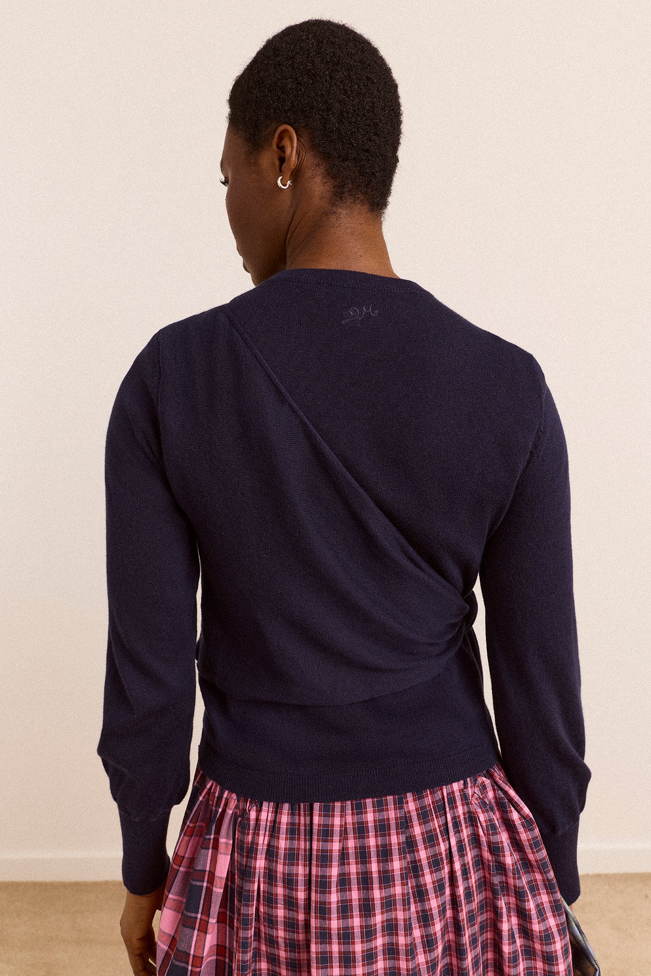 Venna Wrap Merino Wool Cardigan Navy